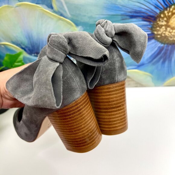 Anthropologie Bow-Tied Pumps Heels In Gray 7.5 - Picture 11 of 14